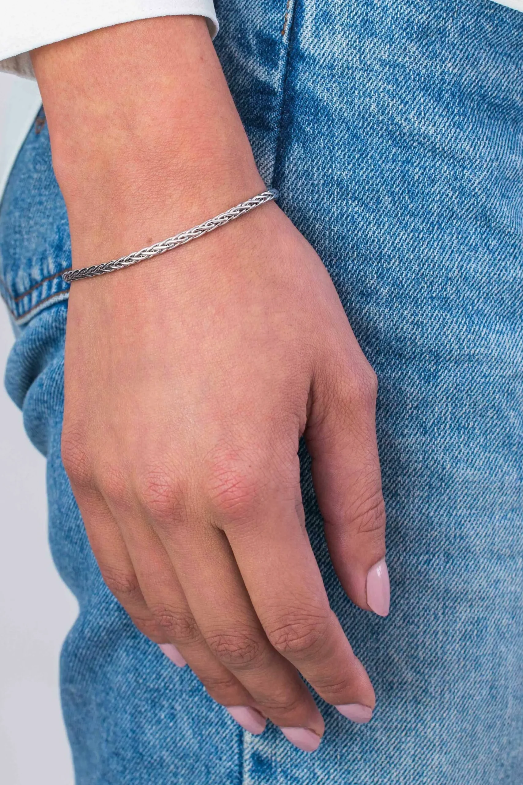 New Zinzi zilveren schakelarmband palmier massief 3mm breed 18,5cm ZIA1912