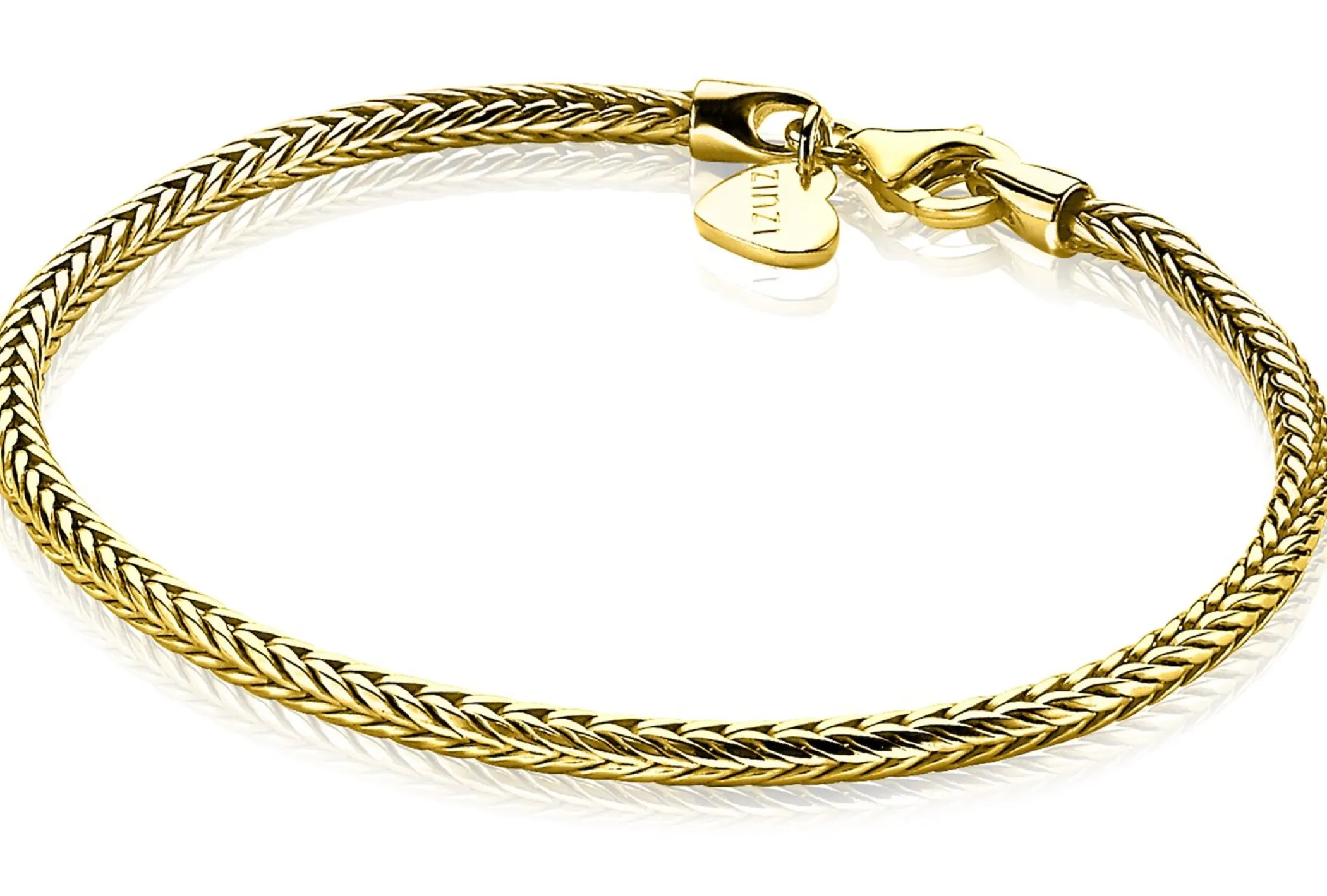 Best Zinzi zilveren schakelarmband geel verguld vossenstaart 2.5mm breed 19cm ZIA1287G