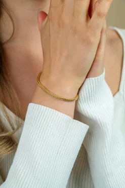 Best Zinzi zilveren schakelarmband geel verguld vossenstaart 2.5mm breed 19cm ZIA1287G