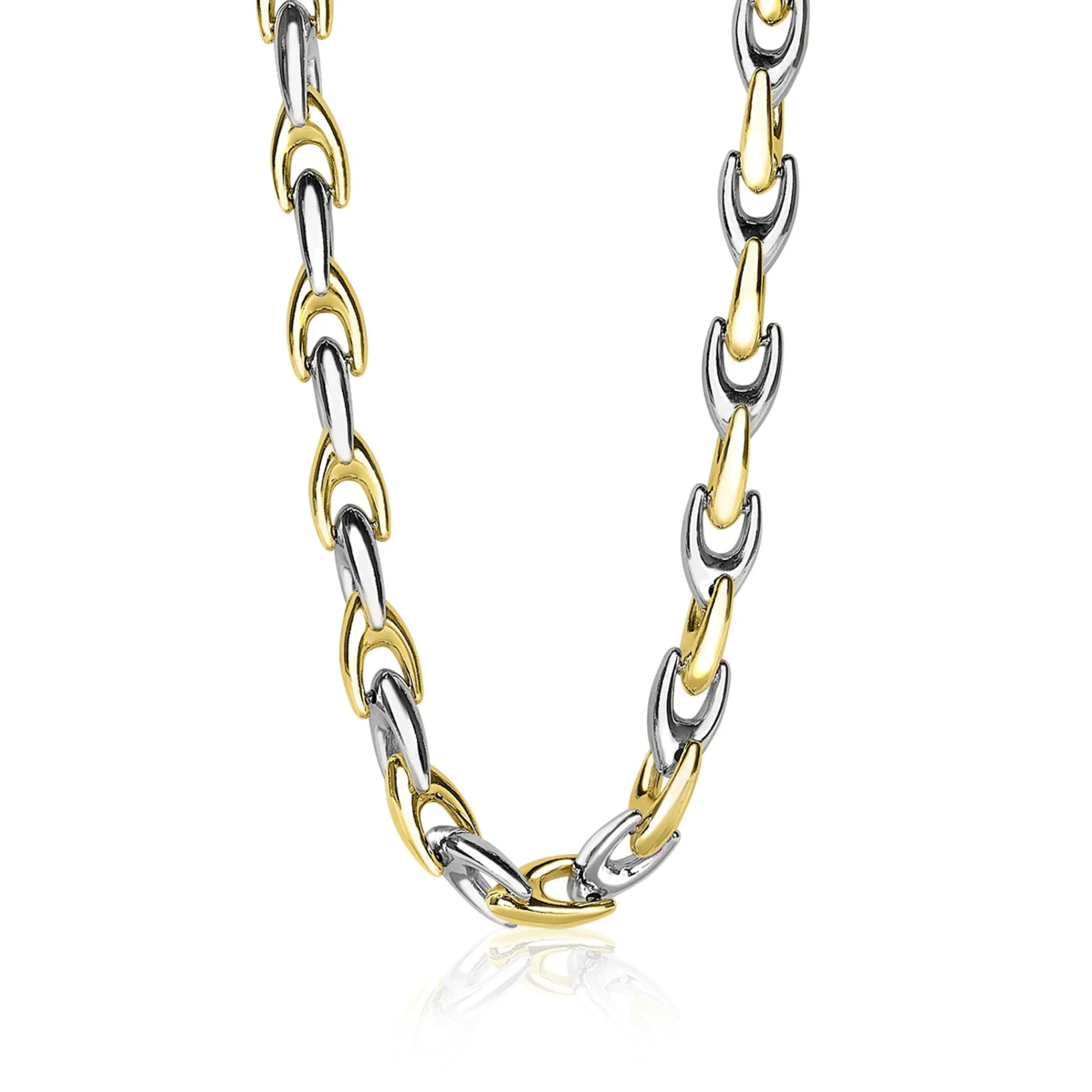 Online Zinzi zilveren schakelcollier geel verguld 6,4mm breed 45,5cm ZIC1641BG