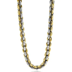 Online Zinzi zilveren schakelcollier geel verguld 7mm breed 45cm ZIC1290