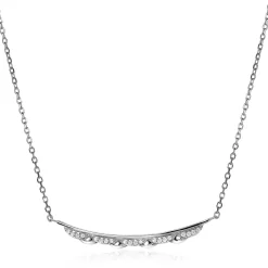 Zinzi zilveren schakelketting 45cm met golvend staafje 'waves' met witte zirconia's ZIC2034