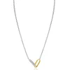 Hot Zinzi zilveren schakelketting met twee verbonden ovale schakels: één gold plated, de ander bezet met witte zirkonia's 42-45cm ZIC2758