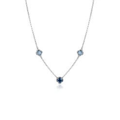 Online Zinzi zilveren schakelketting met twee lichtblauwe klavers en een donkerblauwe klaver 42-45cm ZIC2663B