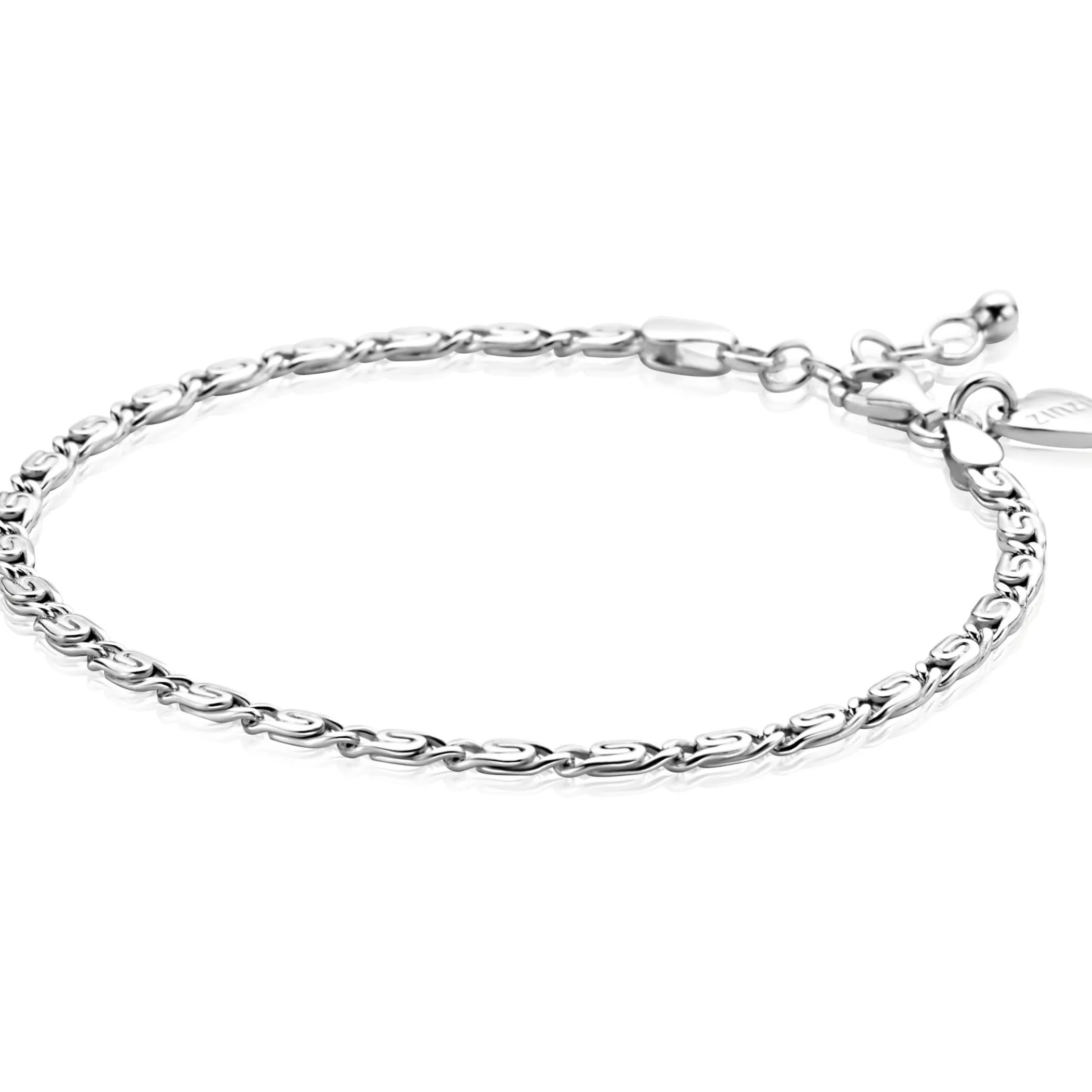 Best Zinzi zilveren scroll schakel armband (3mm breed) waarbij de schakels een dubbele krul/kronkeling maken 17-20cm ZIA2712
