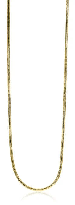 Hot Zinzi zilveren slangen collier geel verguld 1mm breed 45cm ZISL45G