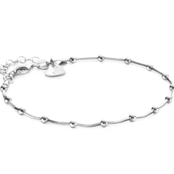 Best Zinzi zilveren slangen-armband met vierkant geslepen schakels en 15 verfijnde glanzende bolletjes 17-20cm ZIA2471