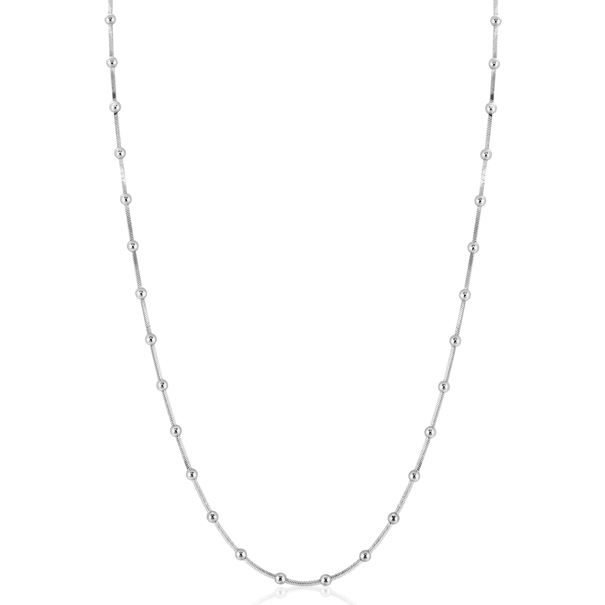 Zinzi zilveren slangen-ketting met vierkant geslepen schakels en 40 verfijnde glanzende bolletjes (2,5mm breed) 43-45cm ZIC2471