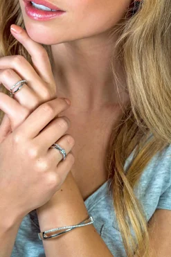 New Zinzi zilveren slavenarmband kruislings wit ZIA1569