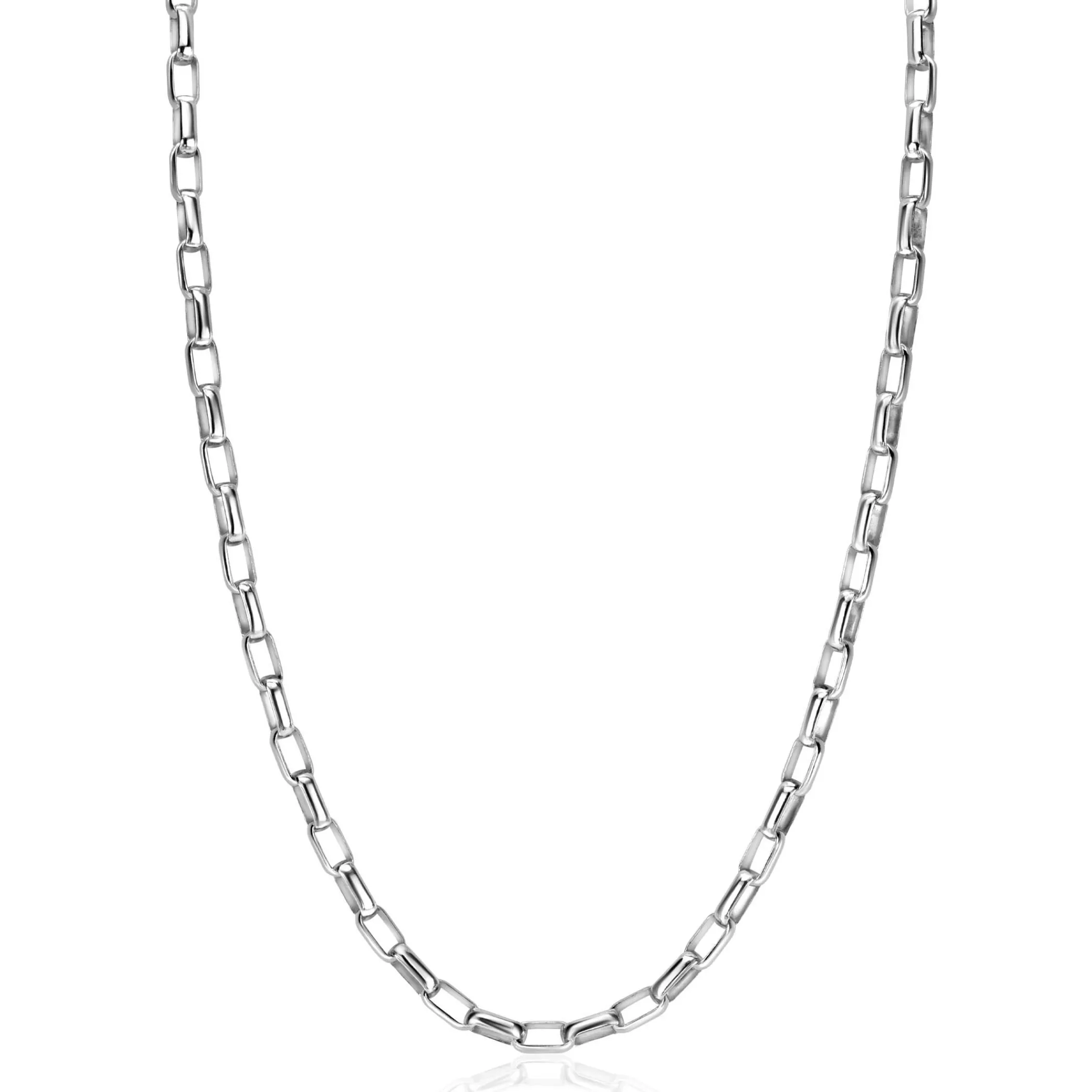 Online Zinzi zilveren stoere schakelketting 45cm met rechthoekige schakels 3,8mm breed ZIC2514