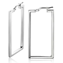 Outlet Zinzi zilveren trendy oorringen 40mm in rechthoek vorm buisdikte 2mm ZIO2337L