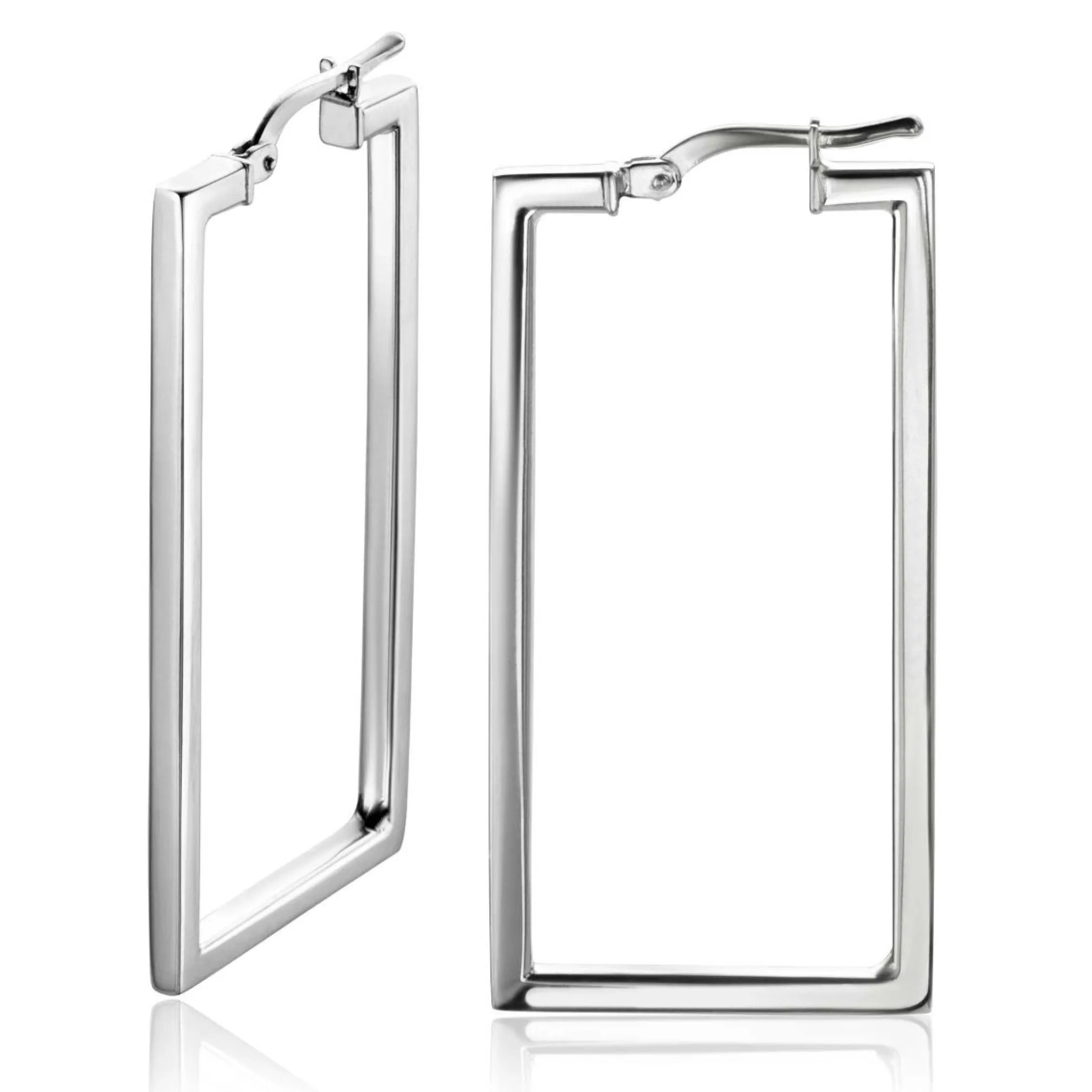 Outlet Zinzi zilveren trendy oorringen 40mm in rechthoek vorm buisdikte 2mm ZIO2337L
