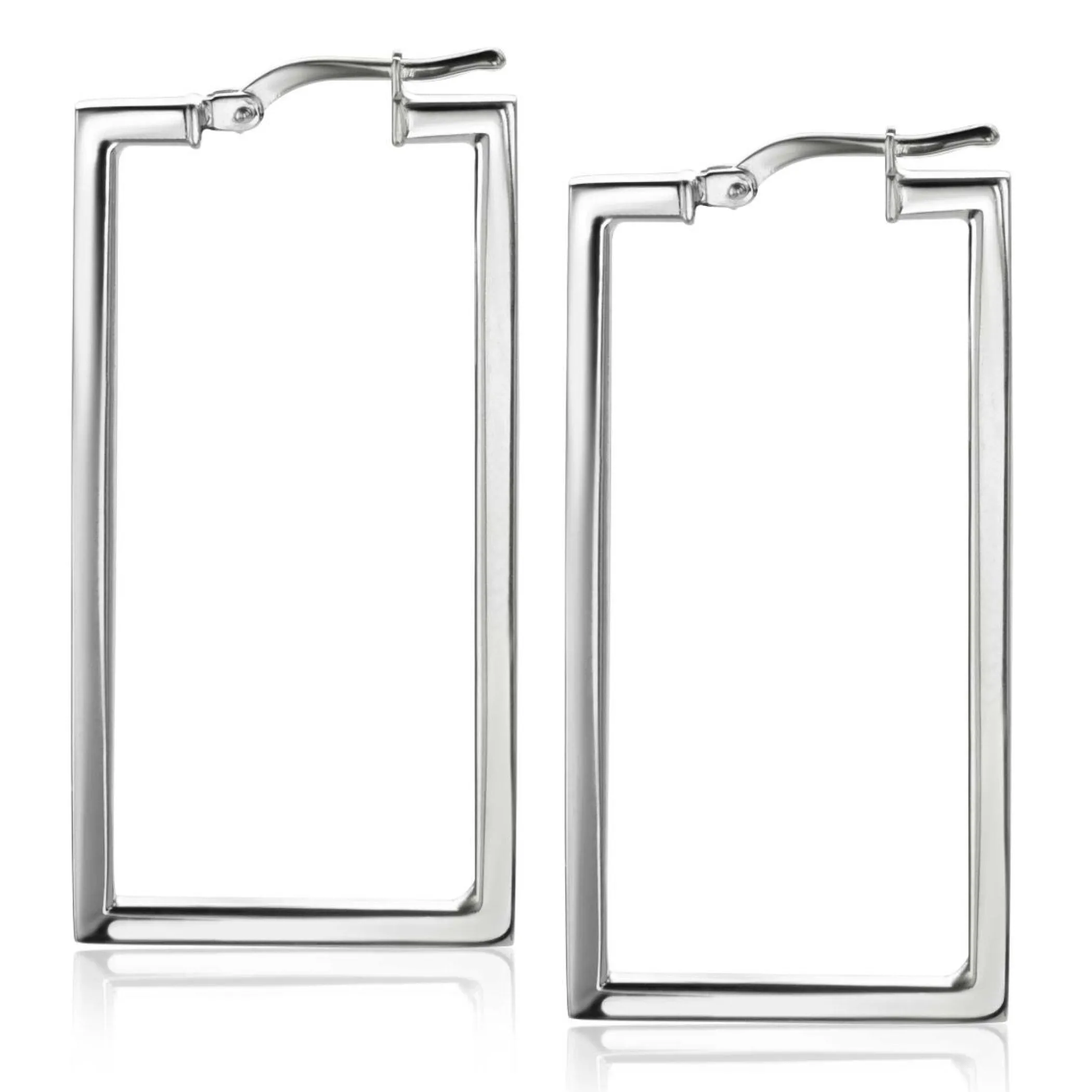 Outlet Zinzi zilveren trendy oorringen 40mm in rechthoek vorm buisdikte 2mm ZIO2337L