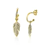 New Zinzi zilveren trendy oorsieraden 14K geel verguld veertje ZIO1867G