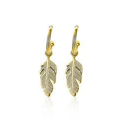 New Zinzi zilveren trendy oorsieraden 14K geel verguld veertje ZIO1867G