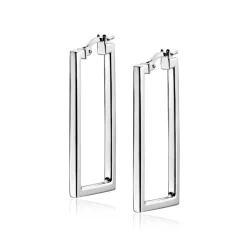 Outlet Zinzi zilveren trendy oorringen 30mm in rechthoek vorm buisdikte 2mm ZIO2337