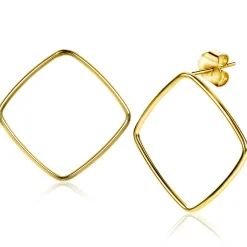 Hot Zinzi zilveren trendy oorstekers 14K geel verguld 44mm vierkant open ZIO2095G