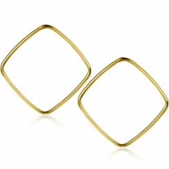 Hot Zinzi zilveren trendy oorstekers 14K geel verguld 44mm vierkant open ZIO2095G