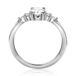 Best Zinzi zilveren verlovingsring met grote ovale witte zirkonia (7mm) en kleinere zirkonia's, met klein hartje aan de zijkant ZIR2698