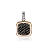 Outlet Zinzi zilveren vierkante hanger rosé verguld zwart ZIH1070N