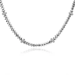 Hot Zinzi zilveren vierkante schakel ketting 6mm breed afwisselend bezet met witte zirkonia's 45cm ZIC2678