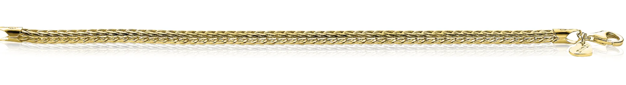 Outlet Zinzi zilveren vossenstaart armband 14K geel verguld 4mm breed ZIA1925G