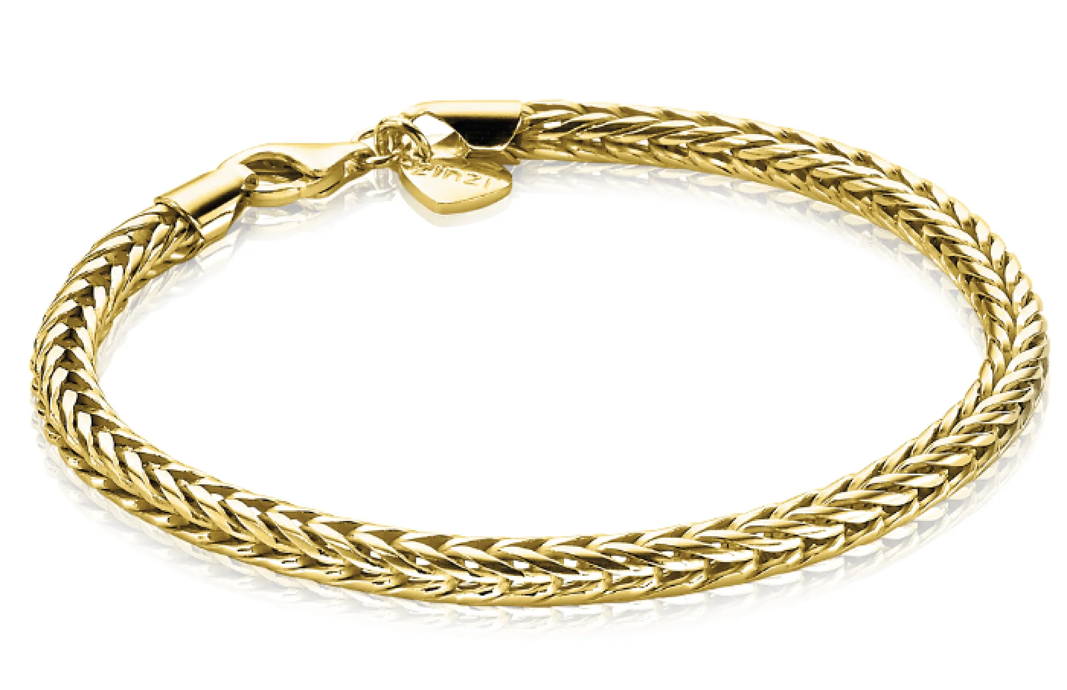 Outlet Zinzi zilveren vossenstaart armband 14K geel verguld 4mm breed ZIA1925G