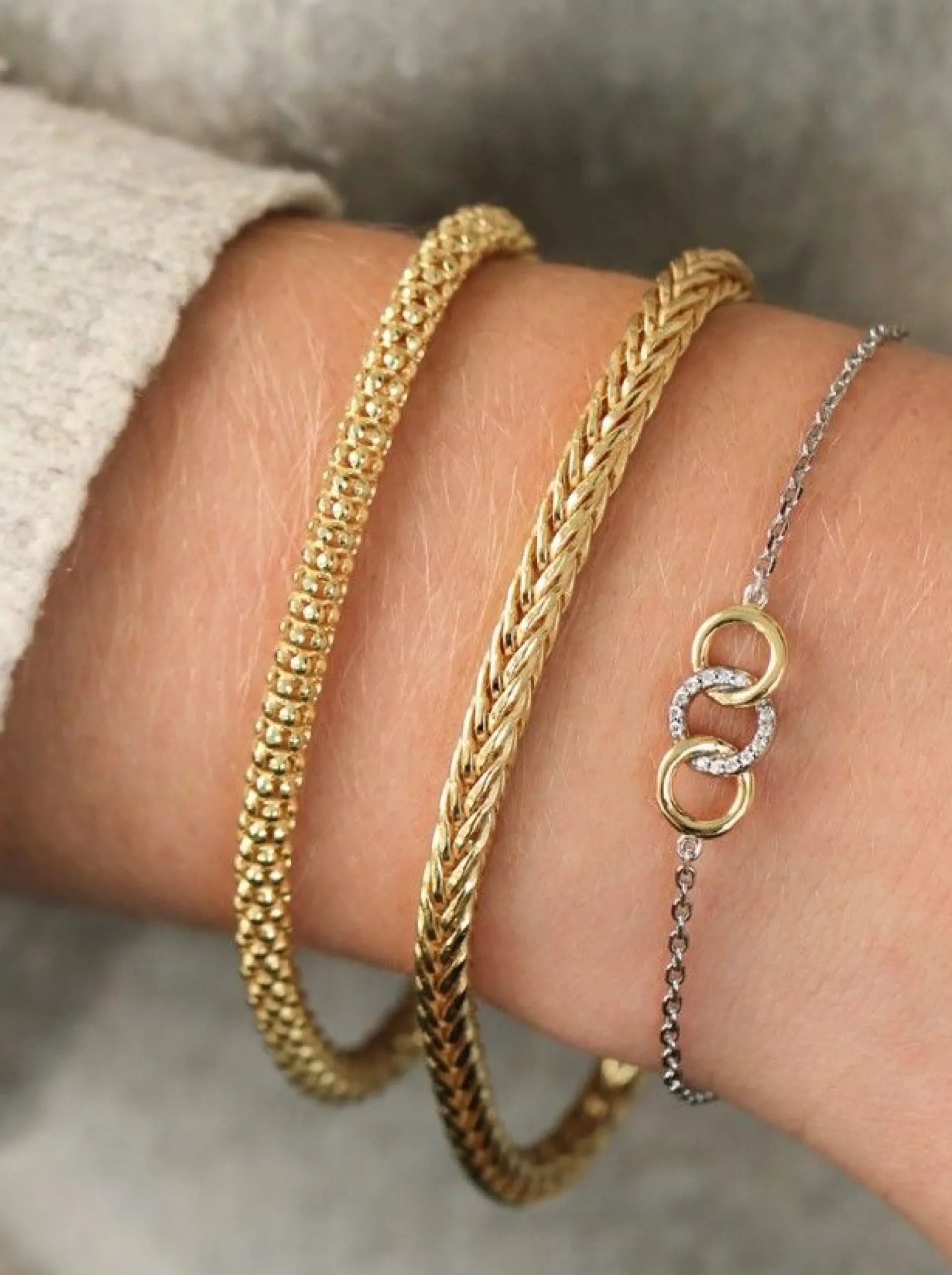 Outlet Zinzi zilveren vossenstaart armband 14K geel verguld 4mm breed ZIA1925G