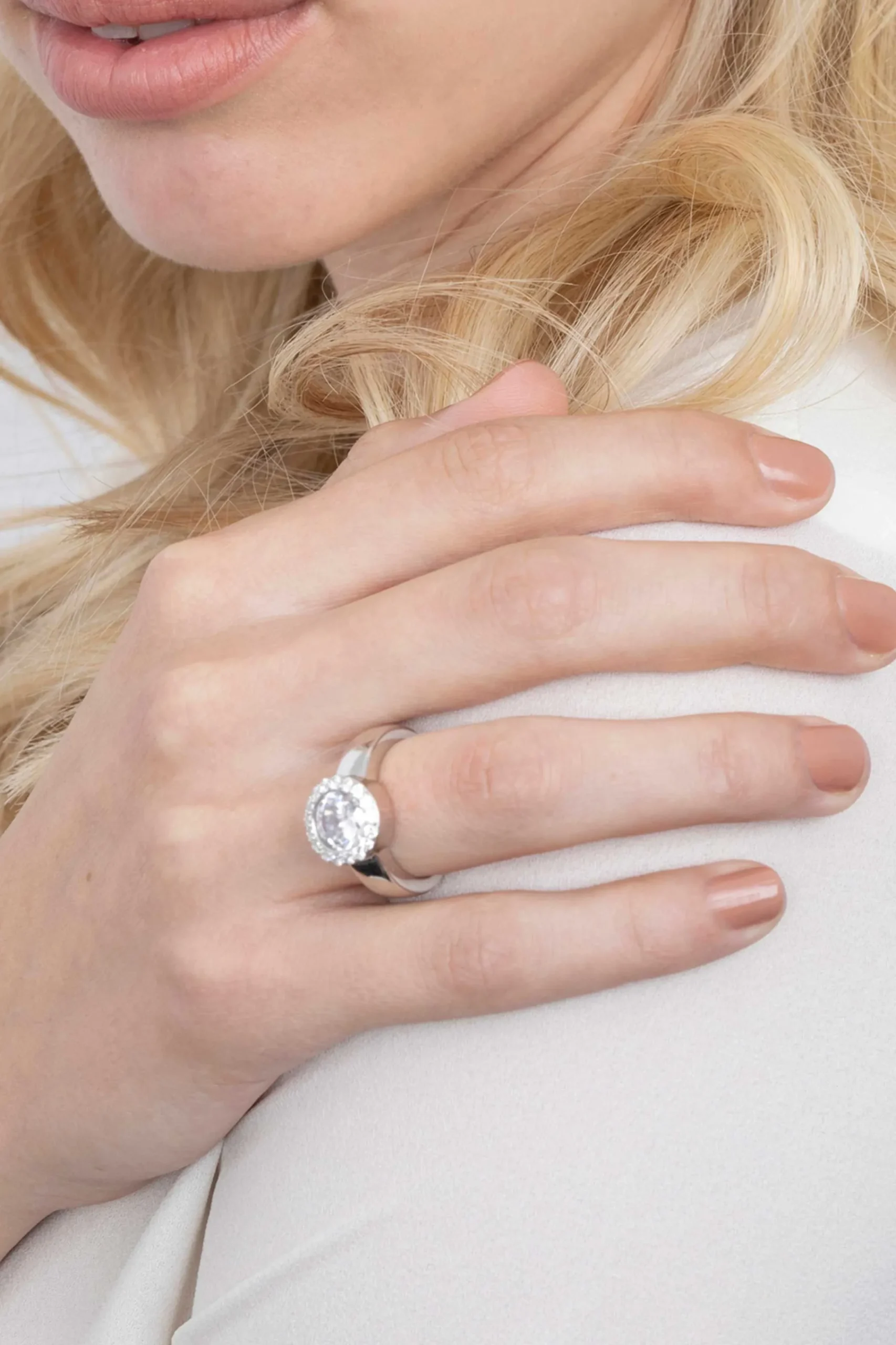 Online Zinzi zilveren wisselring rond wit ZIR4