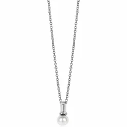 Sale Zinzi zilveren witte parelhanger met witte baquette geslepen zirconia ZIH2135 (zonder collier)
