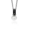 Outlet Zinzi zilveren witte parelhanger met zwarte baquette geslepen zirconia ZIH2135Z (zonder collier)