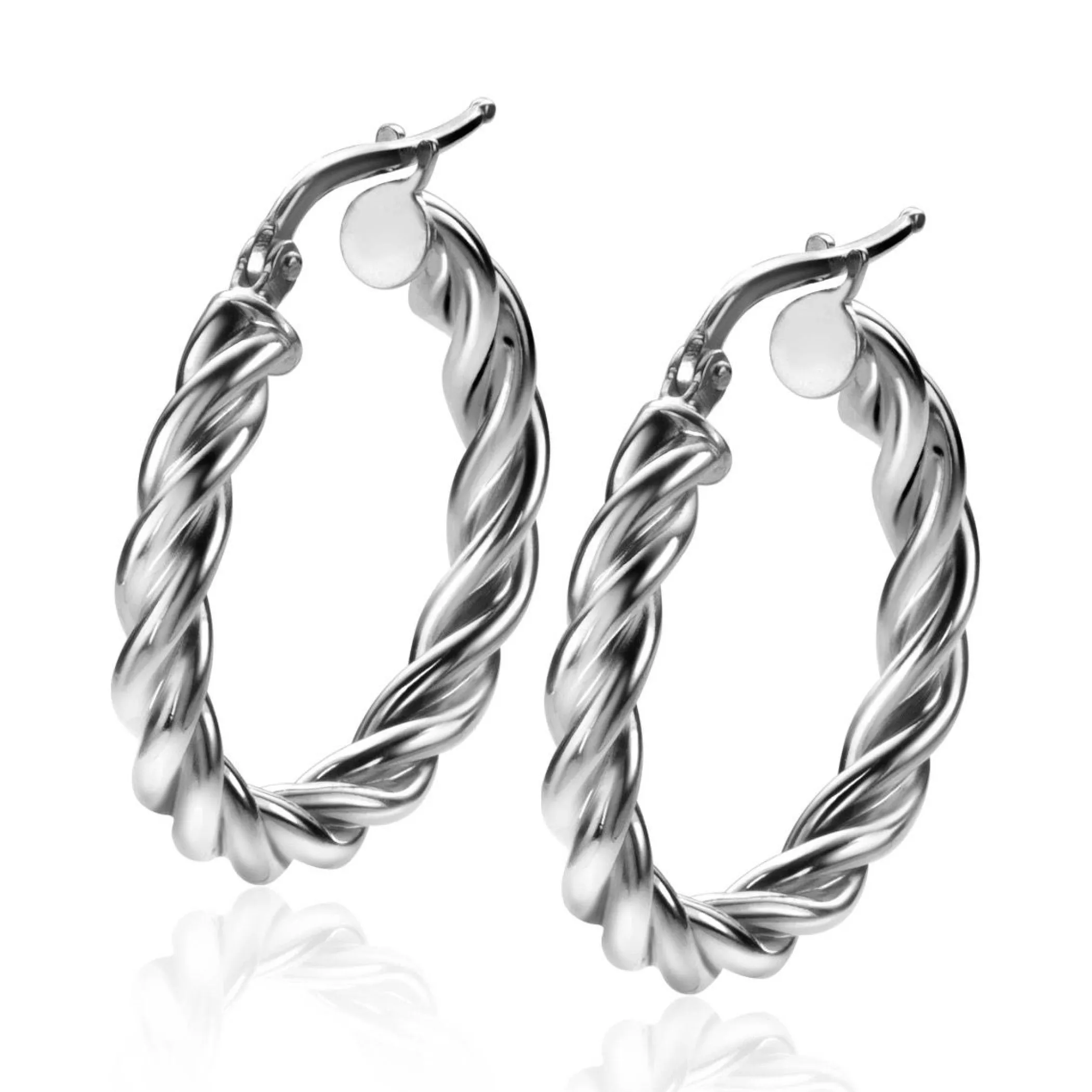 Sale Zinzi zilveren wokkel oorringen met gedraaide buis 26x4mm ZIO2281