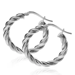 Sale Zinzi zilveren wokkel oorringen met gedraaide buis 26x4mm ZIO2281