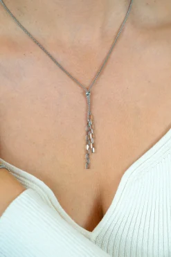 Clearance Zinzi zilveren Y-collier 43–46cm met popcorn schakel en twee bungelende kettinkjes ZIC2710