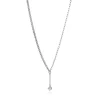 Discount Zinzi zilveren Y-collier met subtiele schakels, bungelend witte ronde zirkonia 42-45cm ZIC2660